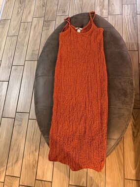 H&M Rust Orange Knit Maxi Slip Dress